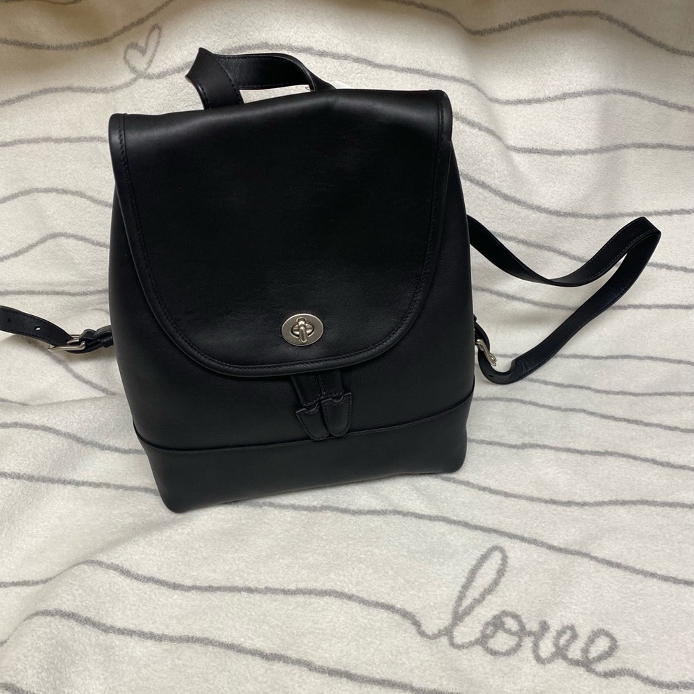 Coach Large Day Pack Black Glove Tanned Leather Backpack